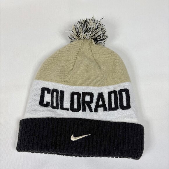 University of Colorado Boulder CU Buffaloes Nike Knit Cuff Pom Beanie Hat Cap OS - Picture 2 of 4